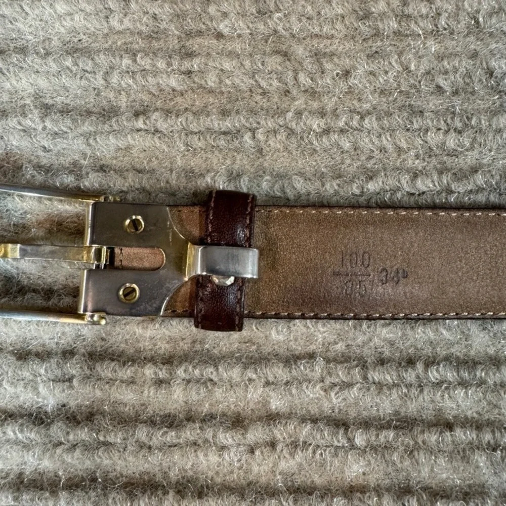 Saks Fifth Avenue Mens Brown Leather Dress Belt Size 34 Made in Italy 28219-291